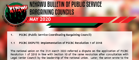 NEHAWU Bulletin of Public Service Bargaining CouncilsMay2